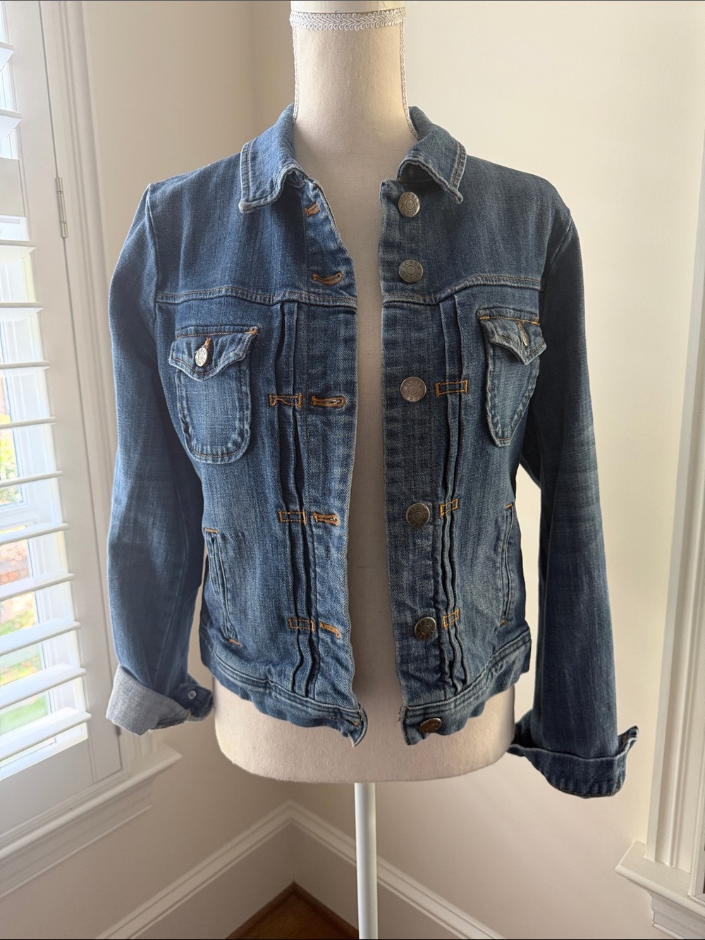 J Crew Classic Blue Denim Jacket - Women's Casual Jean Coat